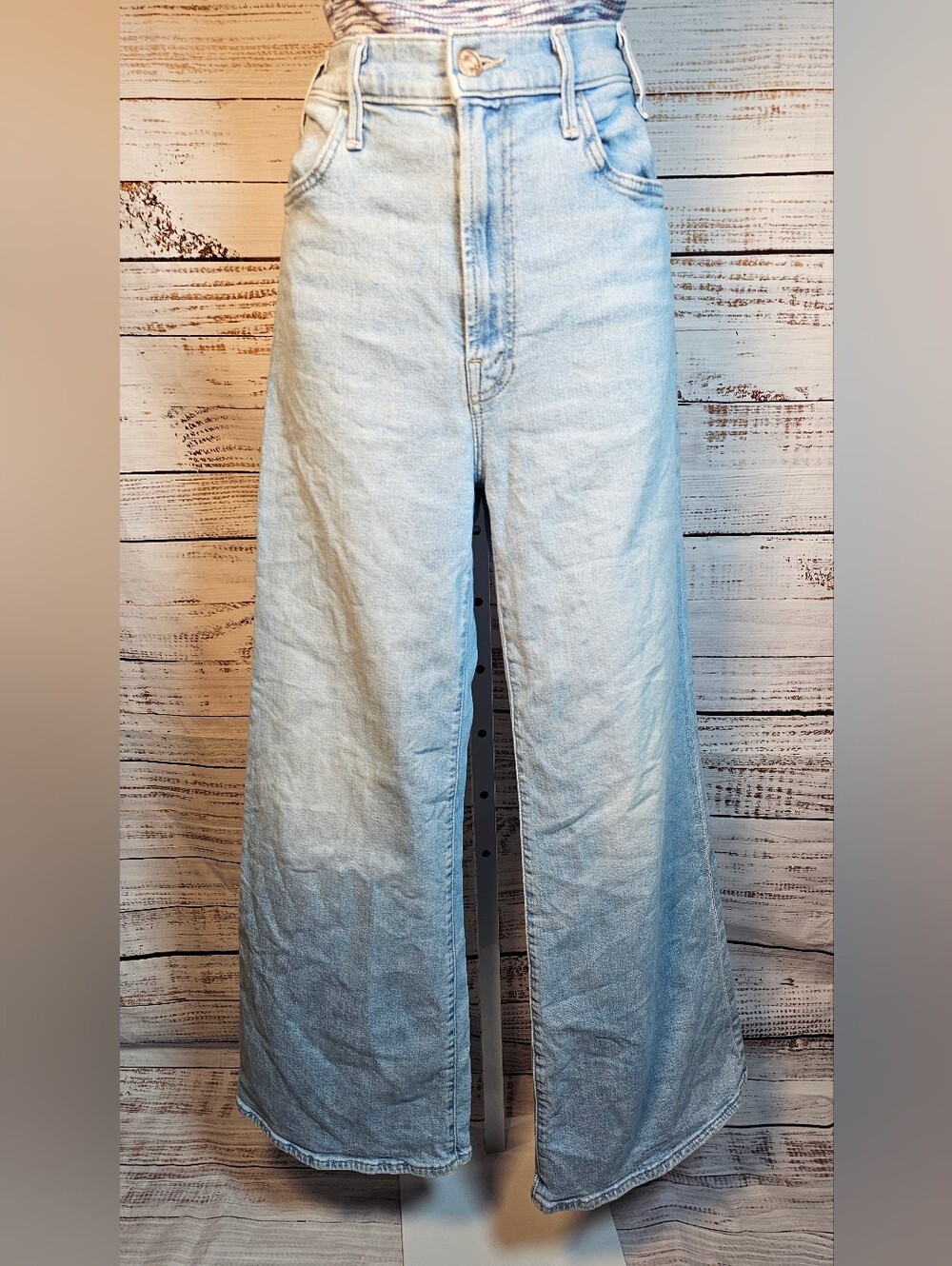 MOTHER The Hustler Roller Flood Jeans 28 Cherie Cherie High Rise Wide Leg